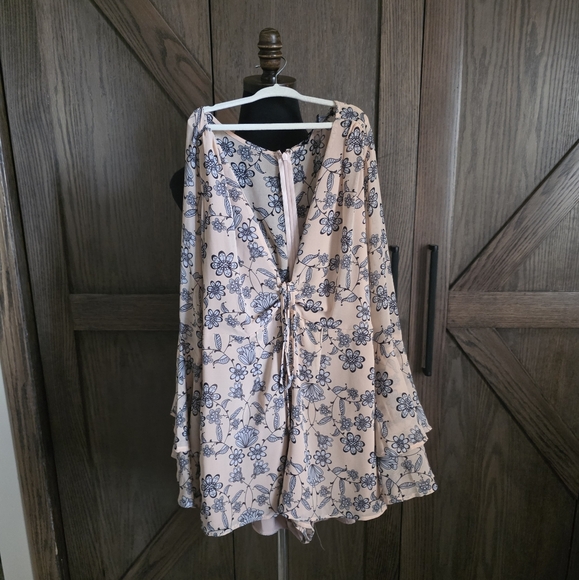 For Love And Lemons Pants - For Love And Lemons Peach Floral Dress